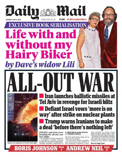 Daily Mail Newspaper Front Page (UK) for 14 June 2025