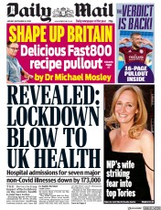 Daily Mail (UK) Newspaper Front Page for 14 September 2020