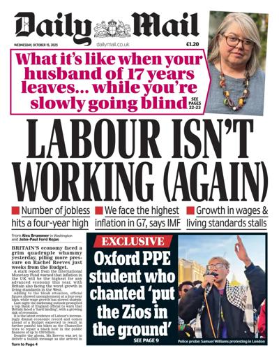 Daily Mail Newspaper Front Page (UK) for 15 October 2025