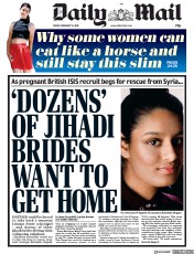 Daily Mail (UK) Newspaper Front Page for 15 February 2019