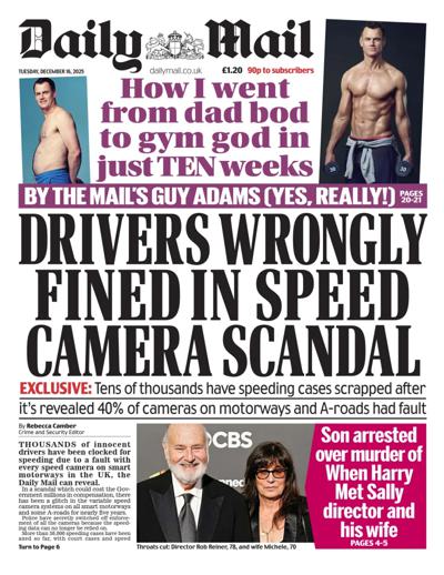 Daily Mail Newspaper Front Page (UK) for 16 December 2025