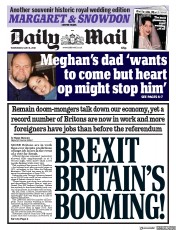 Daily Mail (UK) Newspaper Front Page for 16 May 2018