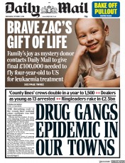 Daily Mail (UK) Newspaper Front Page for 17 October 2018