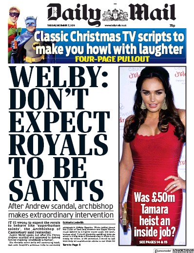 Daily Mail Newspaper Front Page (UK) for 17 December 2019