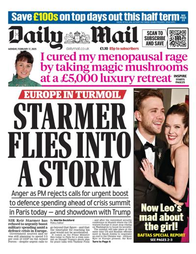 Daily Mail Newspaper Front Page (UK) for 17 February 2025