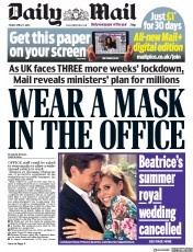 Daily Mail (UK) Newspaper Front Page for 17 April 2020