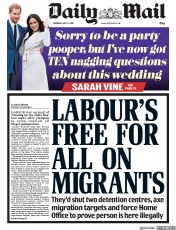 Daily Mail (UK) Newspaper Front Page for 17 May 2018