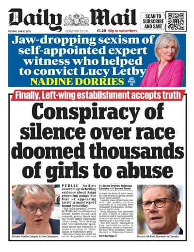 Daily Mail Newspaper Front Page (UK) for 17 June 2025