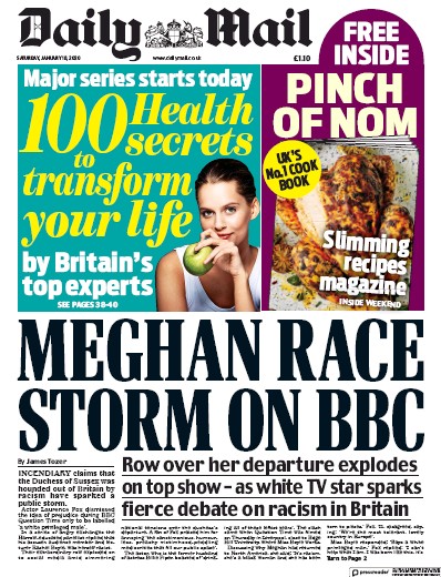 Daily Mail Newspaper Front Page (UK) for 18 January 2020