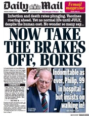 Daily Mail (UK) Newspaper Front Page for 18 February 2021