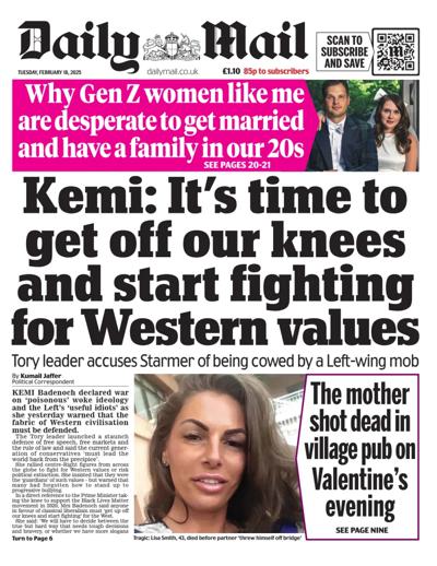 Daily Mail Newspaper Front Page (UK) for 18 February 2025