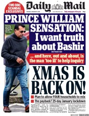 Daily Mail (UK) Newspaper Front Page for 19 November 2020