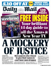 Daily Mail (UK) Newspaper Front Page for 19 December 2015