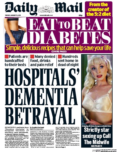 Daily Mail Newspaper Front Page (UK) for 19 January 2016