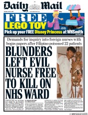 Daily Mail (UK) Newspaper Front Page for 19 May 2015