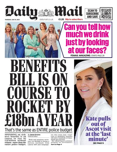 Daily Mail Newspaper Front Page (UK) for 19 June 2025