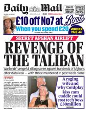 Daily Mail front page for 19 July 2025