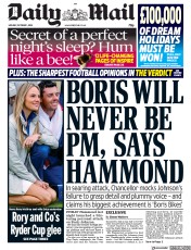 Daily Mail (UK) Newspaper Front Page for 1 October 2018