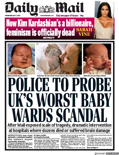 Daily Mail Newspaper Front Page (UK) for 1 July 2020