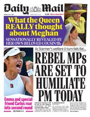 Daily Mail front page for 1 July 2025