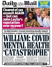 Daily Mail (UK) Newspaper Front Page for 20 October 2020