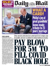 Daily Mail (UK) Newspaper Front Page for 20 November 2020