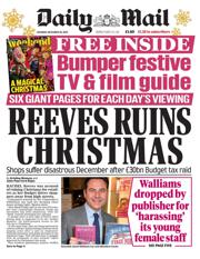 Daily Mail front page for 20 December 2025