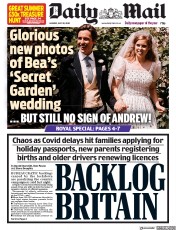 Daily Mail (UK) Newspaper Front Page for 20 July 2020