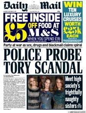 Daily Mail (UK) Newspaper Front Page for 21 November 2015