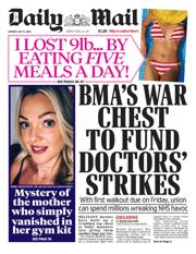 Daily Mail front page for 21 July 2025