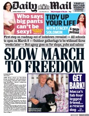 Daily Mail (UK) Newspaper Front Page for 22 February 2021