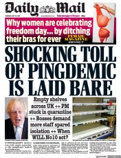 Daily Mail (UK) Newspaper Front Page for 22 July 2021