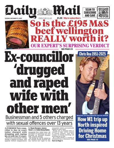 Daily Mail Newspaper Front Page (UK) for 23 December 2025