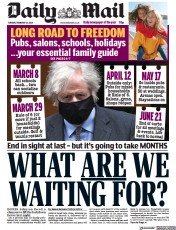 Daily Mail (UK) Newspaper Front Page for 23 February 2021