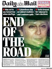 Daily Mail (UK) Newspaper Front Page for 23 May 2019