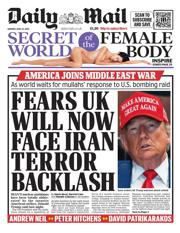 Daily Mail front page for 23 June 2025