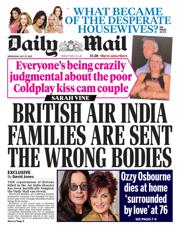 Daily Mail front page for 23 July 2025