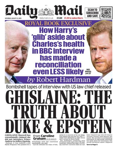 Daily Mail Newspaper Front Page (UK) for 23 August 2025