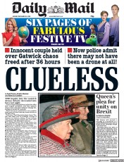 Daily Mail (UK) Newspaper Front Page for 24 December 2018