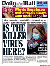 Daily Mail (UK) Newspaper Front Page for 24 January 2020