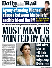 Daily Mail (UK) Newspaper Front Page for 24 February 2016