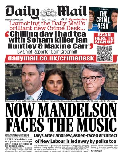 Daily Mail Newspaper Front Page (UK) for 24 February 2026