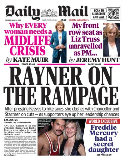 Daily Mail Newspaper Front Page (UK) for 24 May 2025