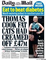 Daily Mail (UK) Newspaper Front Page for 24 September 2019