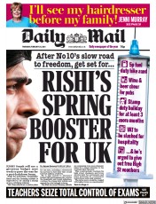 Daily Mail (UK) Newspaper Front Page for 25 February 2021