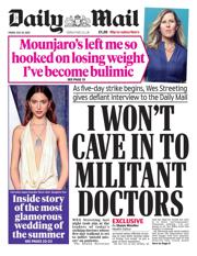 Daily Mail front page for 25 July 2025