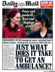 Daily Mail (UK) Newspaper Front Page for 26 December 2018