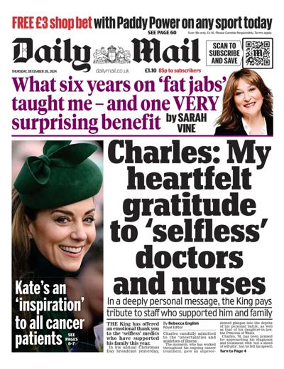 Daily Mail Newspaper Front Page (UK) for 26 December 2024