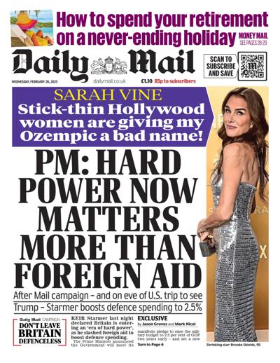 Daily Mail Newspaper Front Page (UK) for 26 February 2025