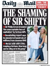 Daily Mail (UK) Newspaper Front Page for 26 July 2016